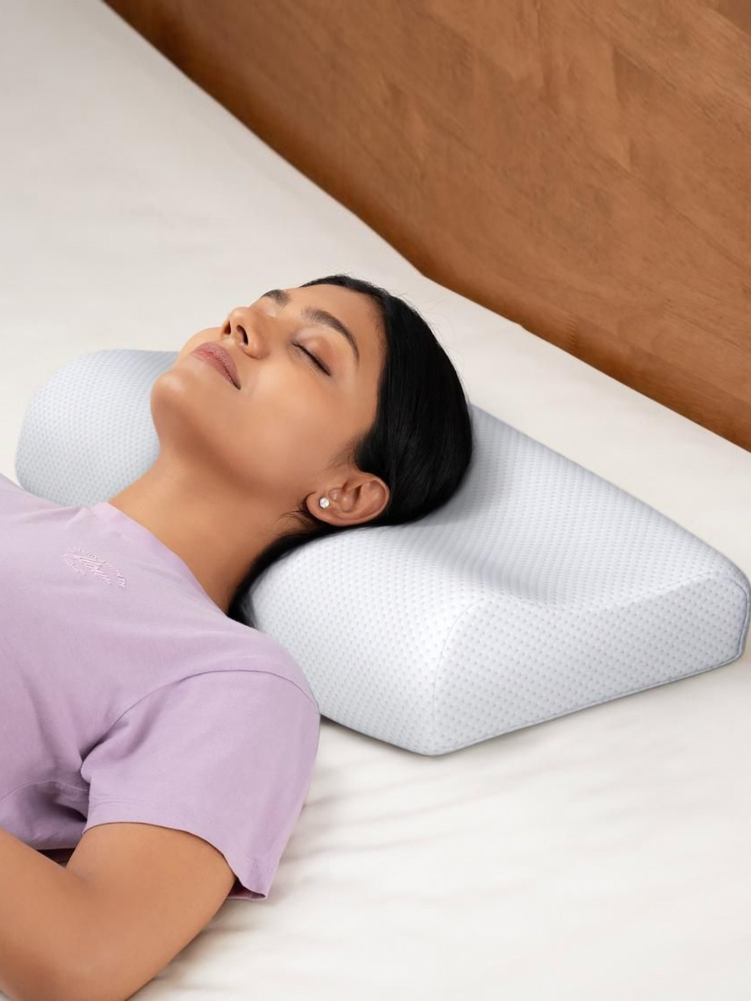 wakefit White 2 Pieces Memory Foam Filled Sleep Pillow For Neck and Shoulder Pain