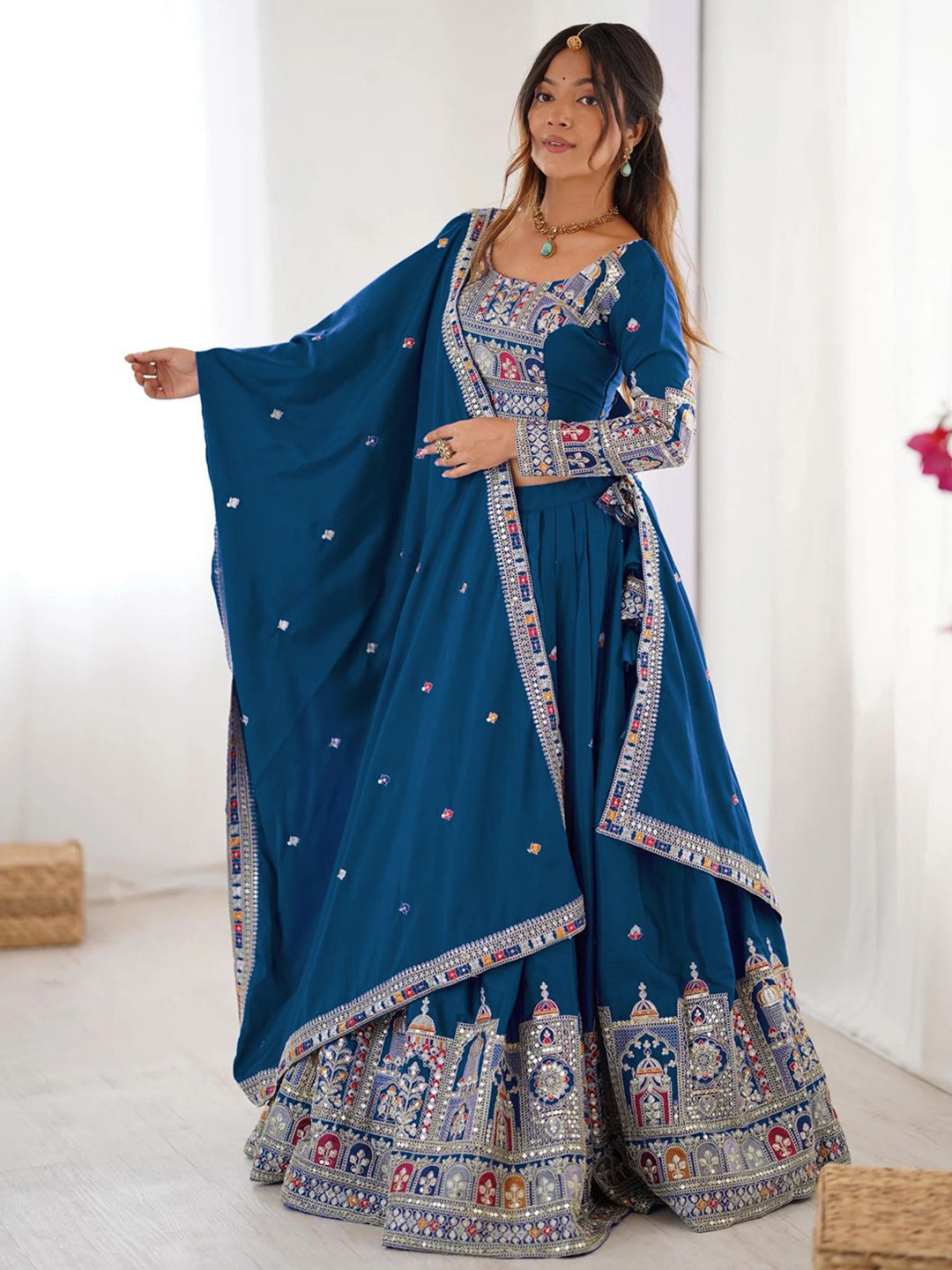 Jogmaya Fashion Embroidered Semi-Stitched Lehenga & Unstitched Blouse With Dupatta