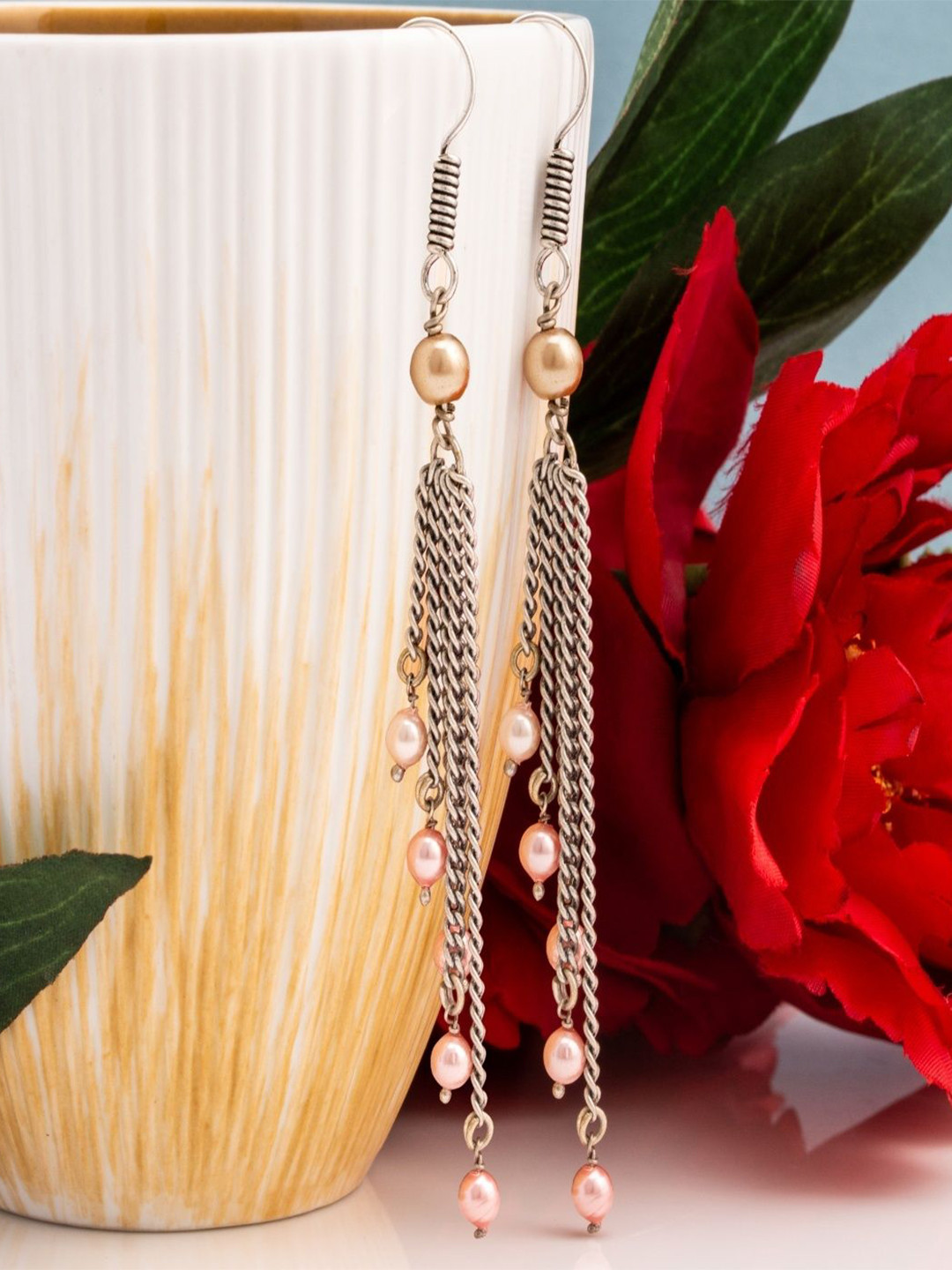 Shrim jewels Artificial Beaded Contemporary Shaped Drop Earrings