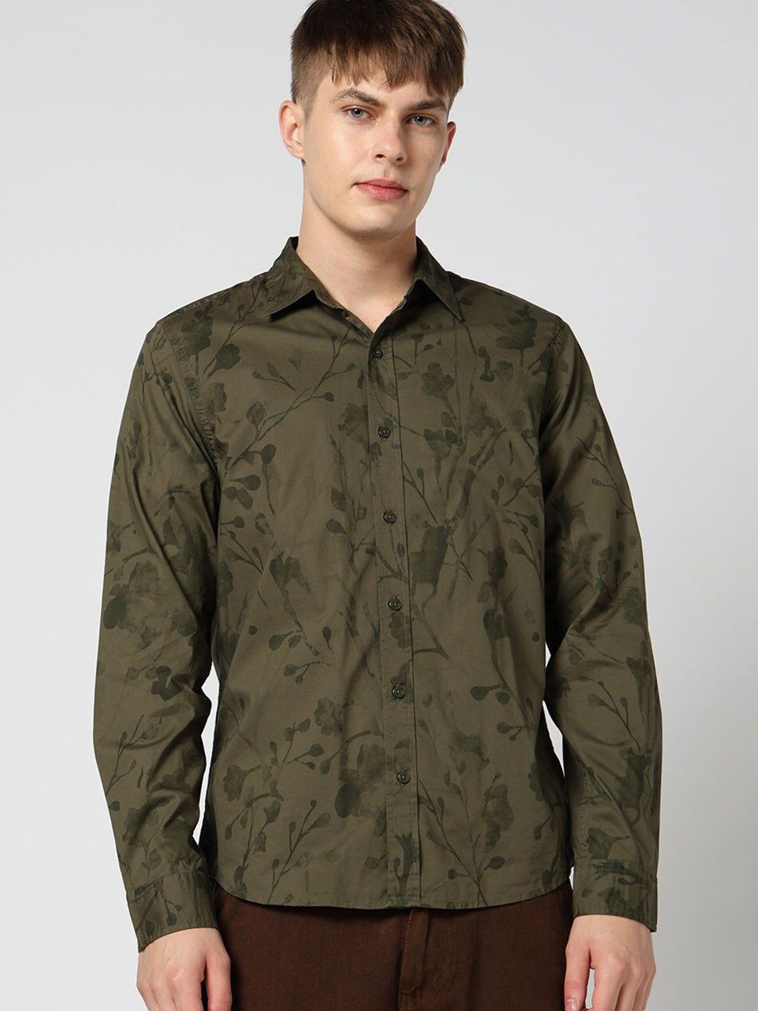 GAP All-Over Print Poplin Button-Down Slim Fit Cotton Shirt