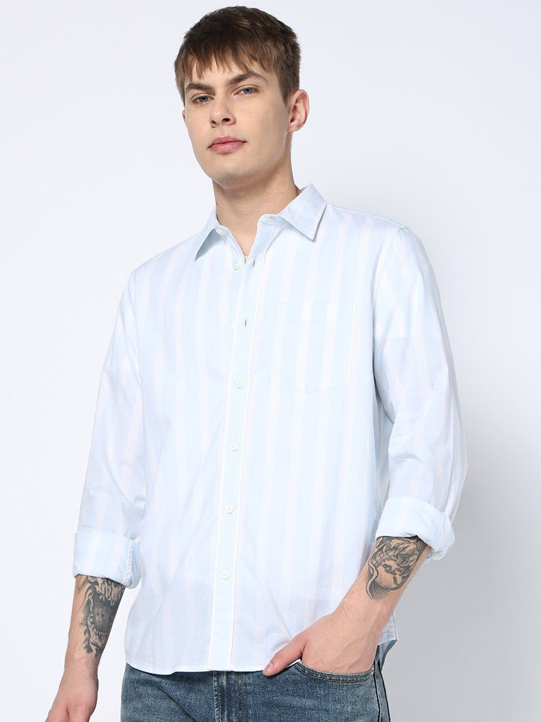 GAP Spread Collar Slim Fit Poplin Cotton Check Shirt
