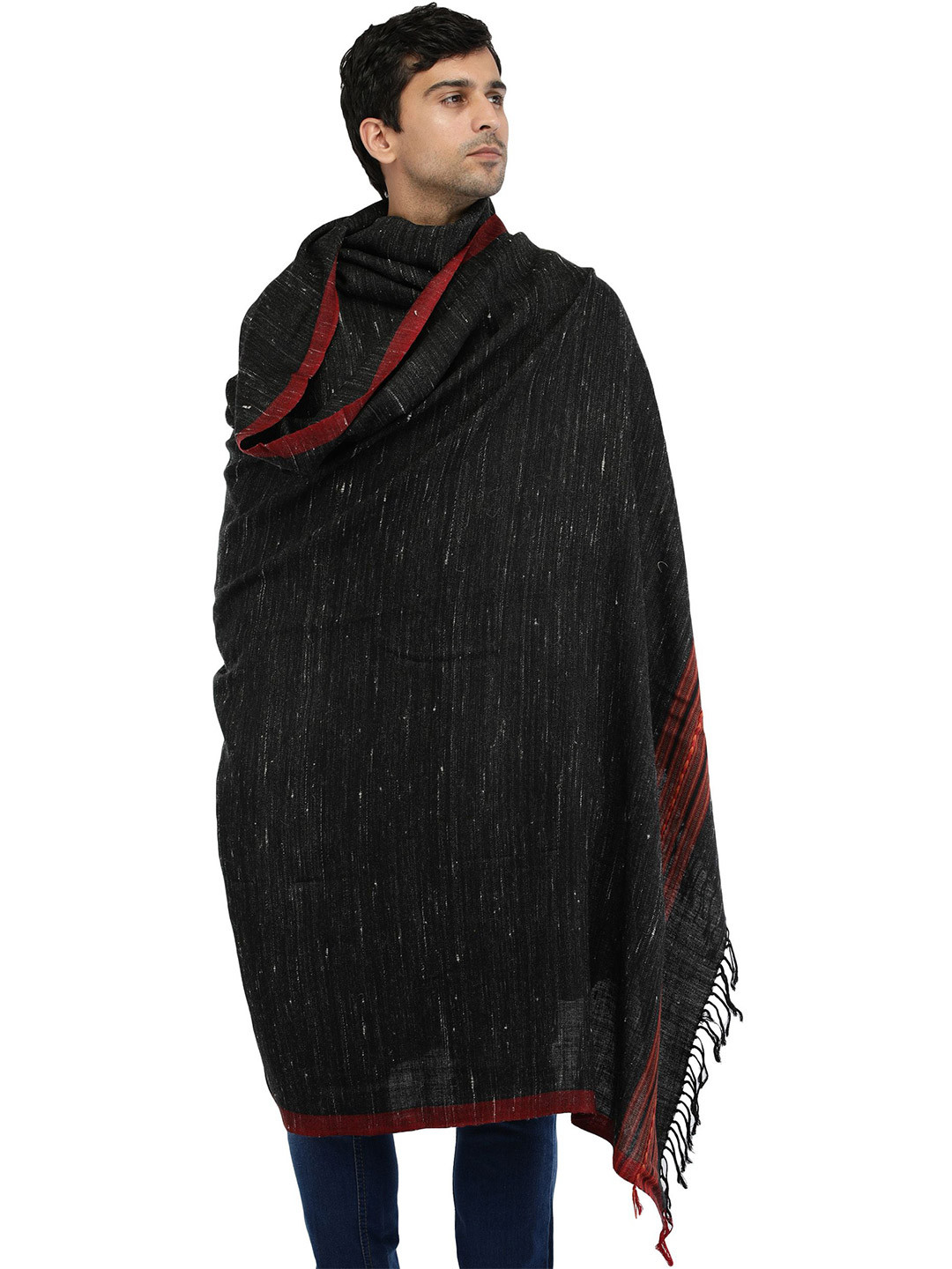 Exotic India Abstract Kinnauri Woven Design Pure Yak Wool Shawl
