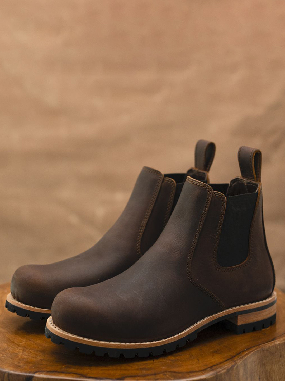 Craft & Glory Men Casual Block-Heeled Chelsea Boots