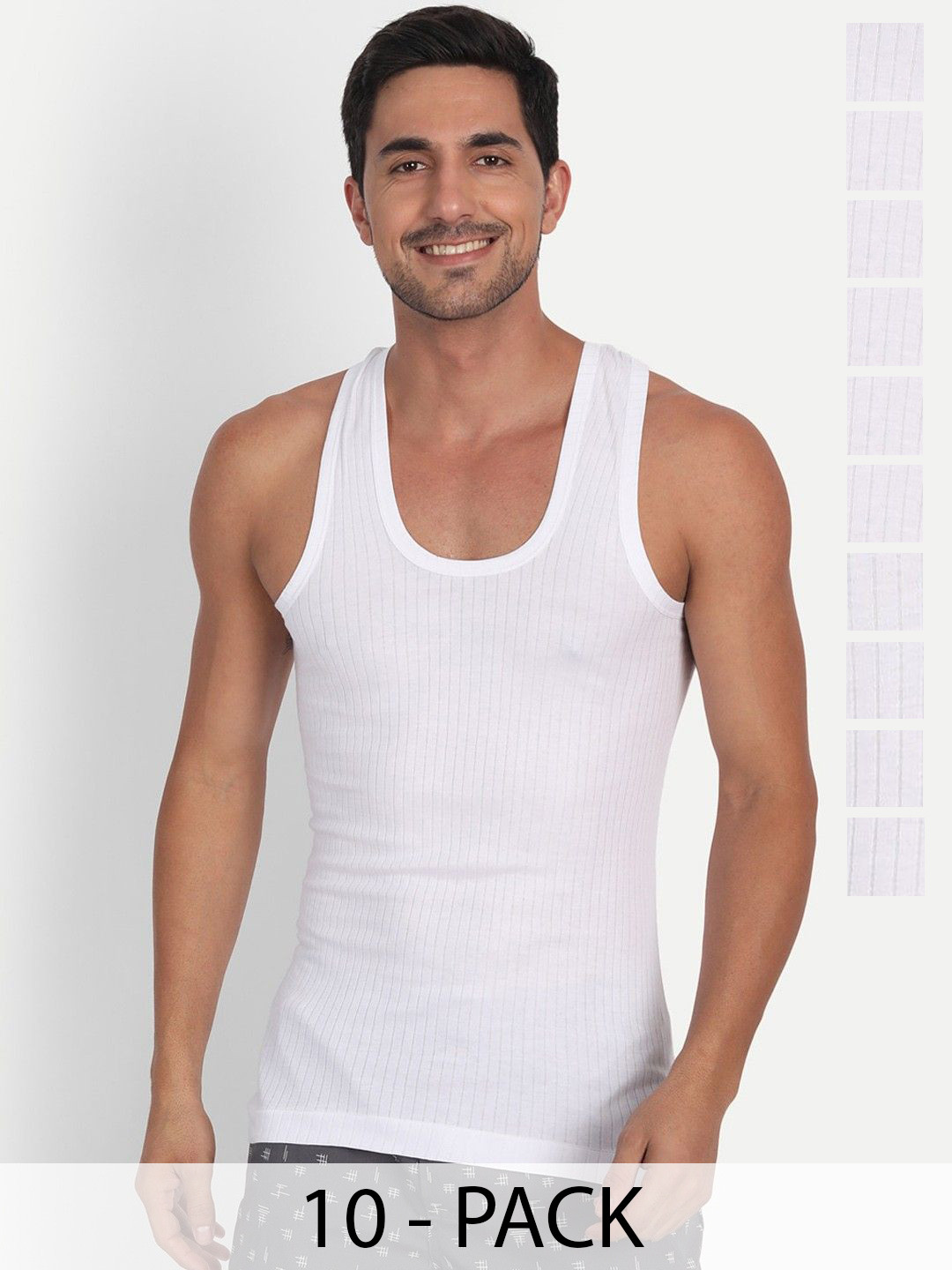 Euro Pack Of 10 Cotton Gym Vests  Euro-Micra-Flash-RN-10