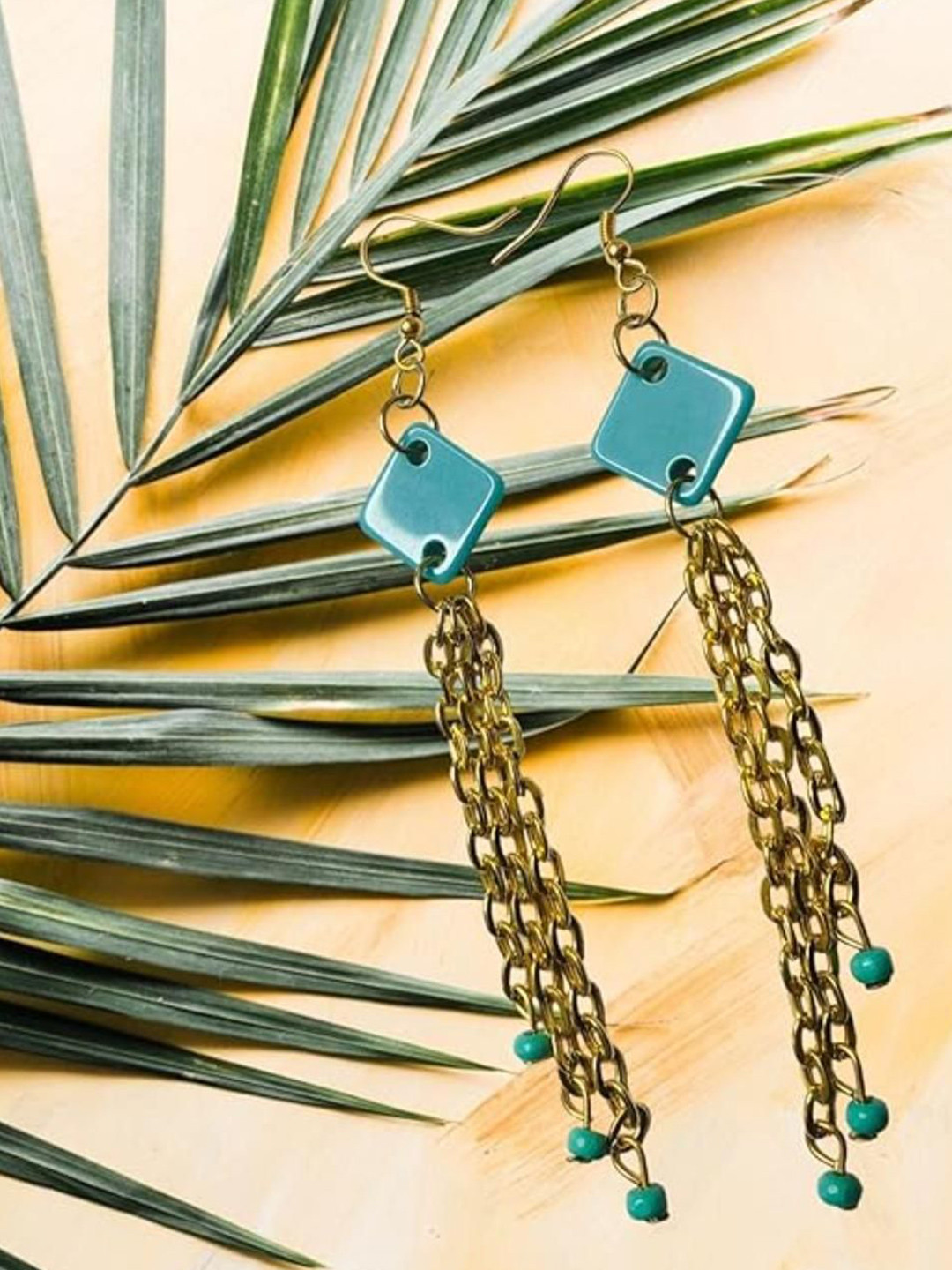 INSTOOK Artificial Beaded Tasselled Diamond Shaped Drop Earrings