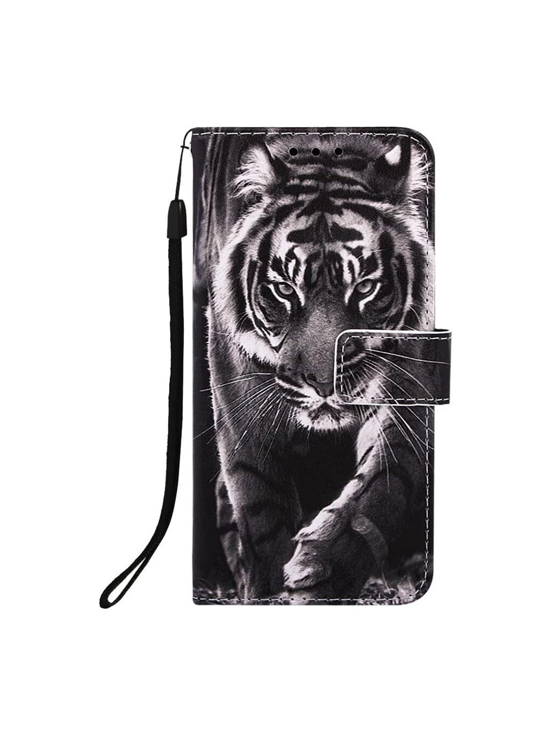 PEEPERLY Unisex Black Tiger Printed Samsung Galaxy S24 5G Flip Case Mobile Accessories