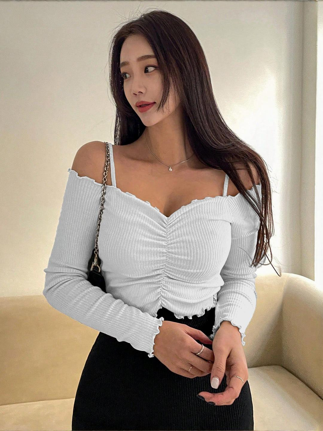 CORSICA women white Off-Shoulder Crop Top