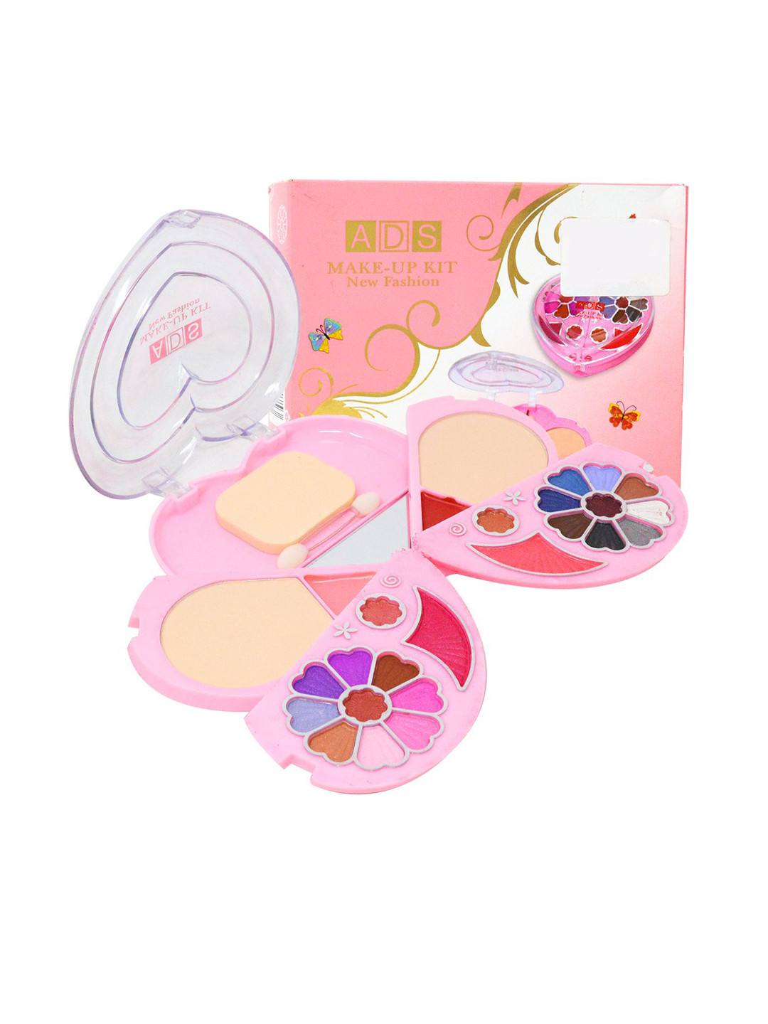 A.D.S A8275-2 Makeup Kit With Eyeshadow, Compact, Lip Liner With Mirror And Puffs - 33g