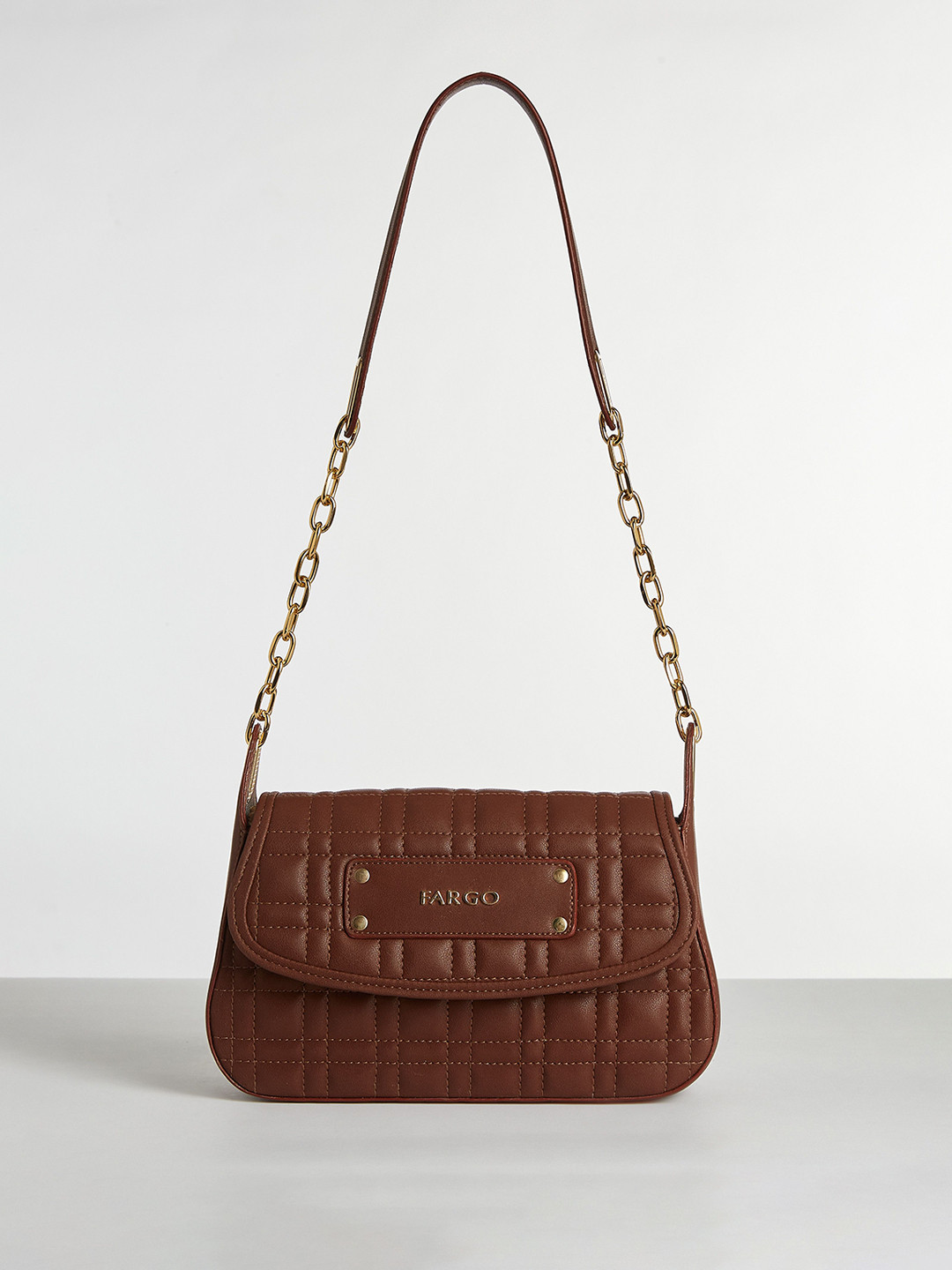 FARGO Vegan Leather Aria Structured Shoulder Bag with Quilted