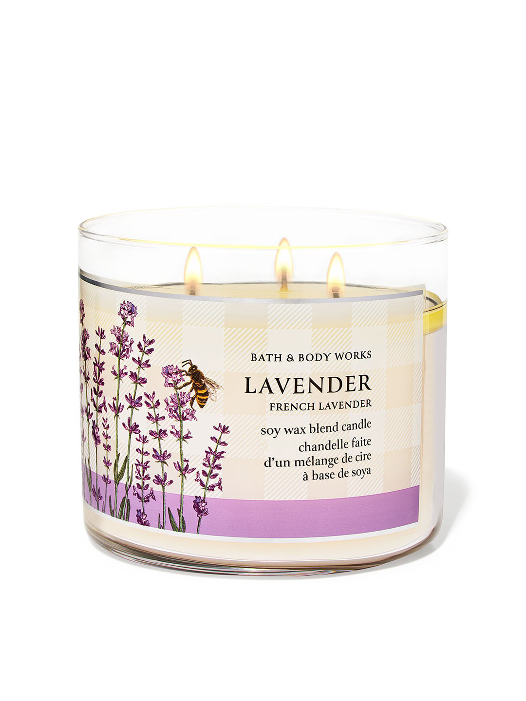 Bath & Body Works French 3 Wick French Lavender Floral Geometric Regular Jar Candles