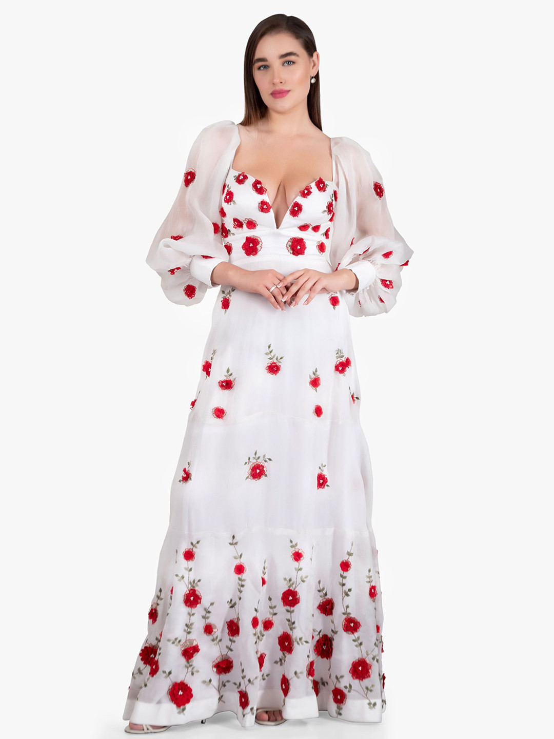 ROOH by SHIVANI Women Floral Print Applique Maxi Dress