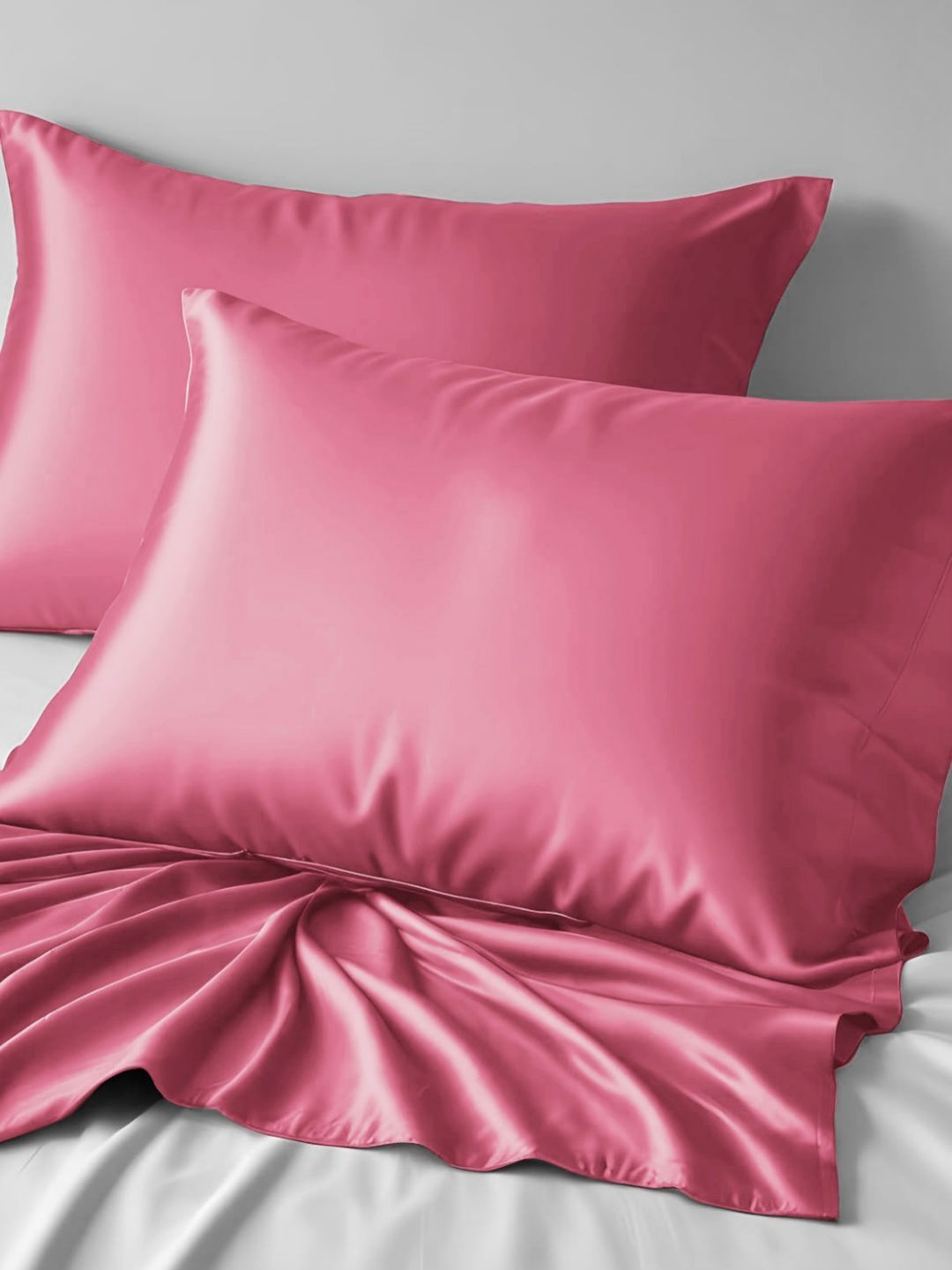 San Marino Pink 2 Pieces Solid Linen Rectangle Pillow Covers