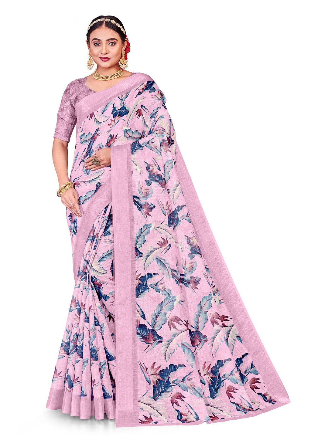 Lichee Women Abstract Printed Saree With Blouse Piece