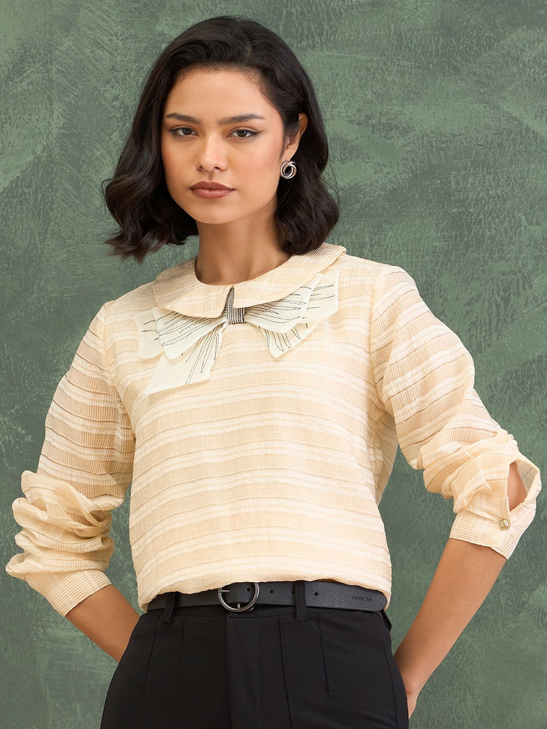 Iconic Striped Peter Pan Collar Cotton Top