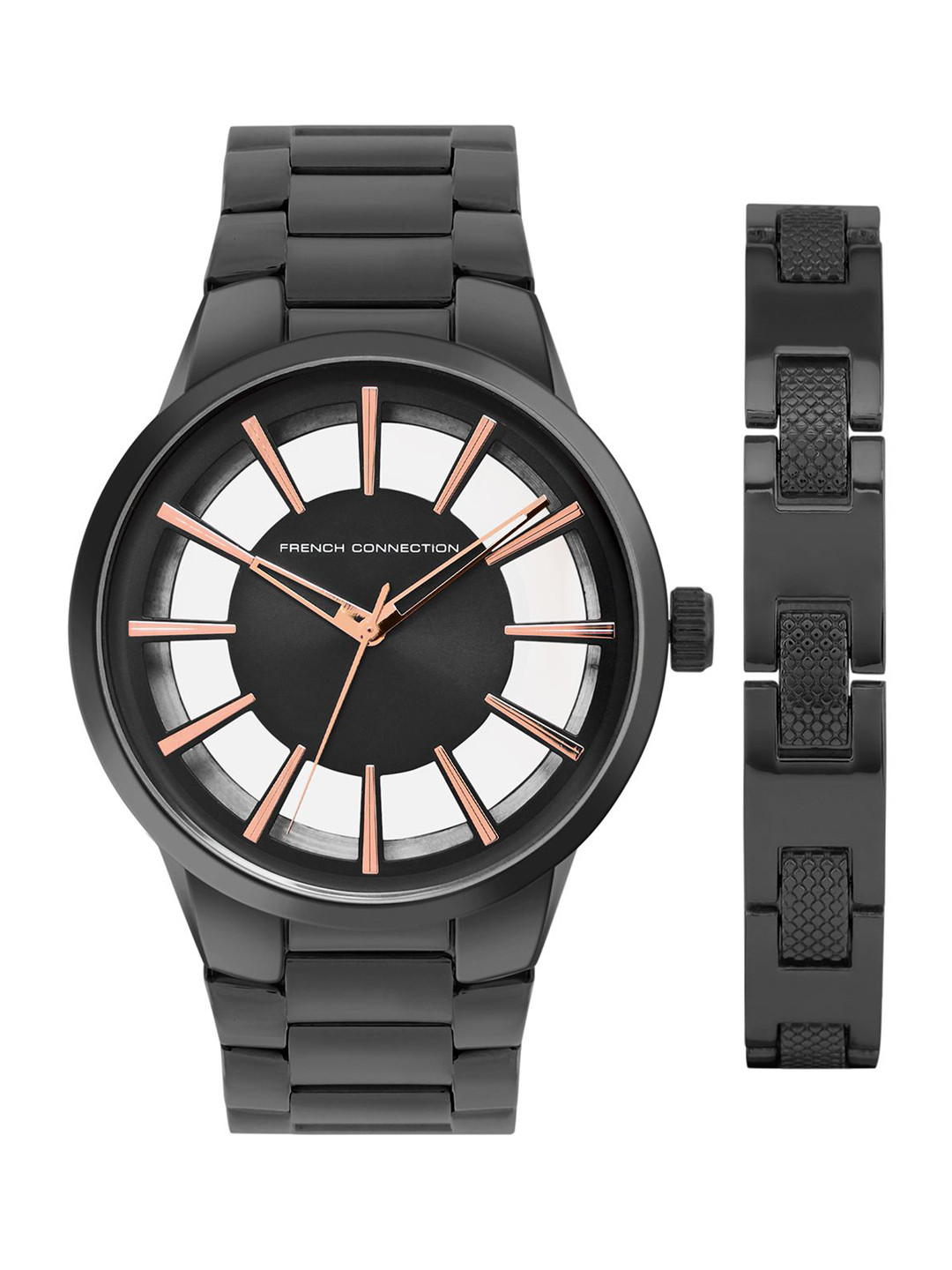 French Connection Analog Dial Watch with Stainless Steel Bracelet Gift