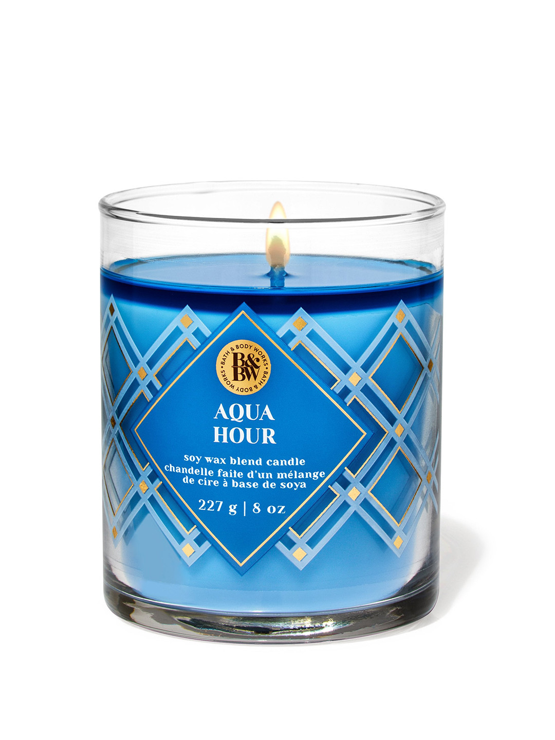 Bath & Body Works Aqua Hour Scented 1 Wick Scented Striped Geometric Regular Jar Candles