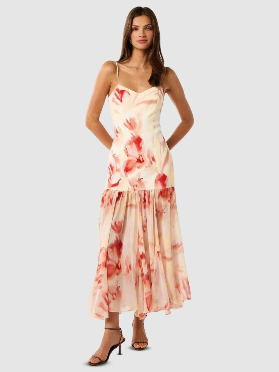 Forever New Tie and Dye Shoulder Straps Drop-Waist Maxi Dress