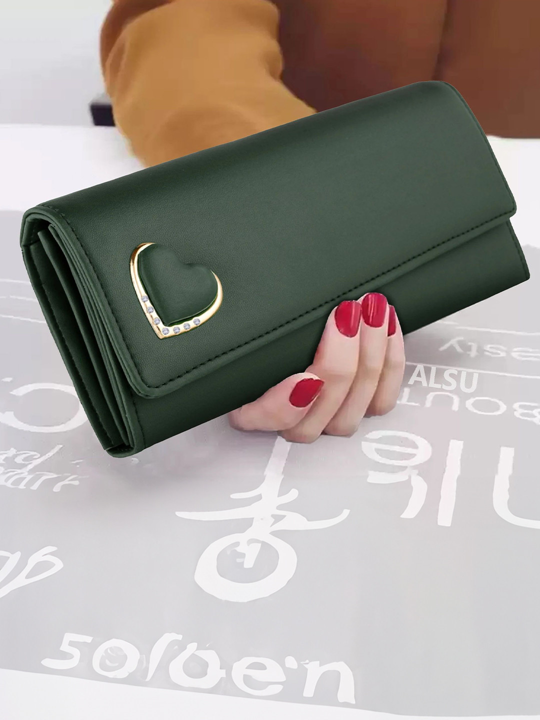 ALSU Women Solid Two-Folded Wallet With Button  Closure