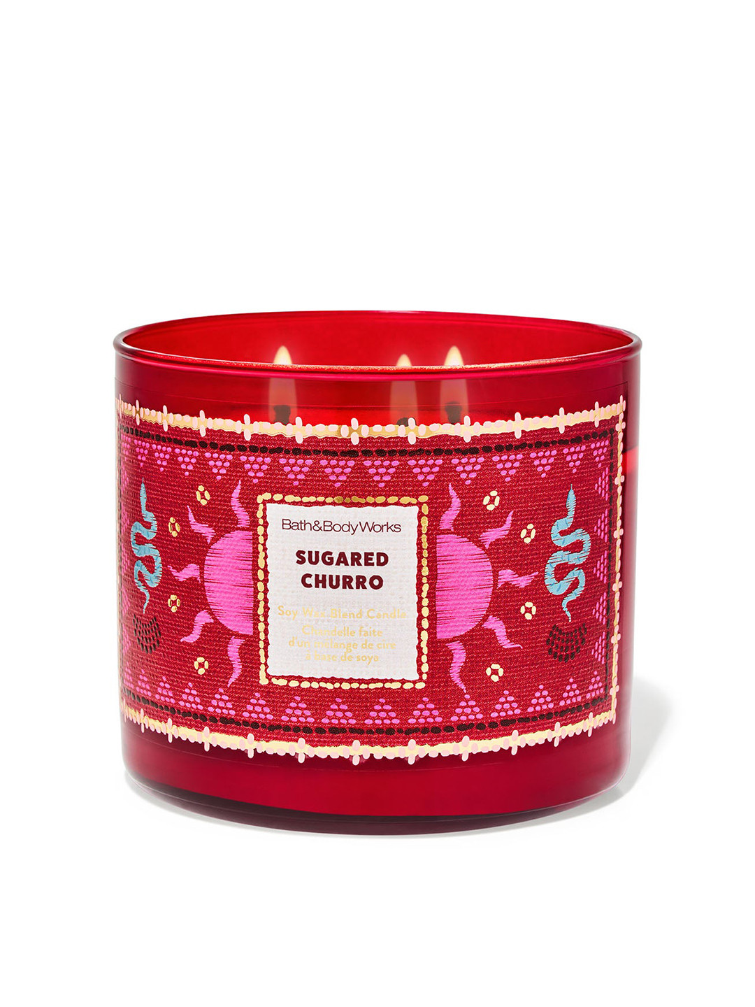 Bath & Body Works Sugared Churro 3 Wick Ethnic Motifs Geometric Regular Jar Candles