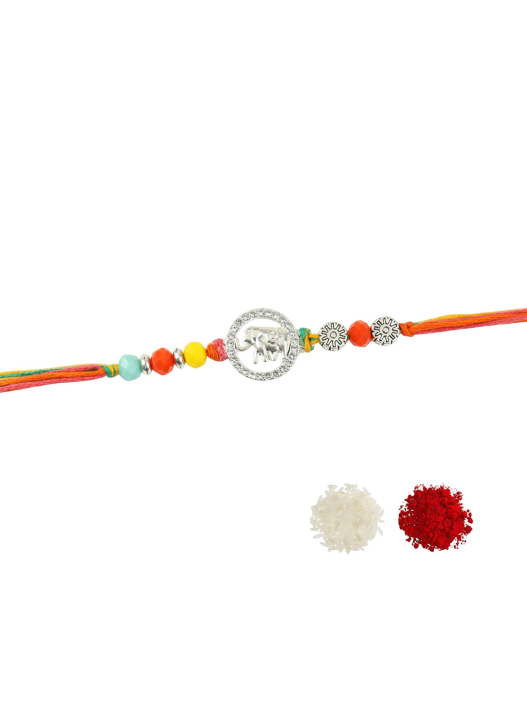 Asthetika Elephant Charm Rakhi with Roli Chawal Thread Rakhi