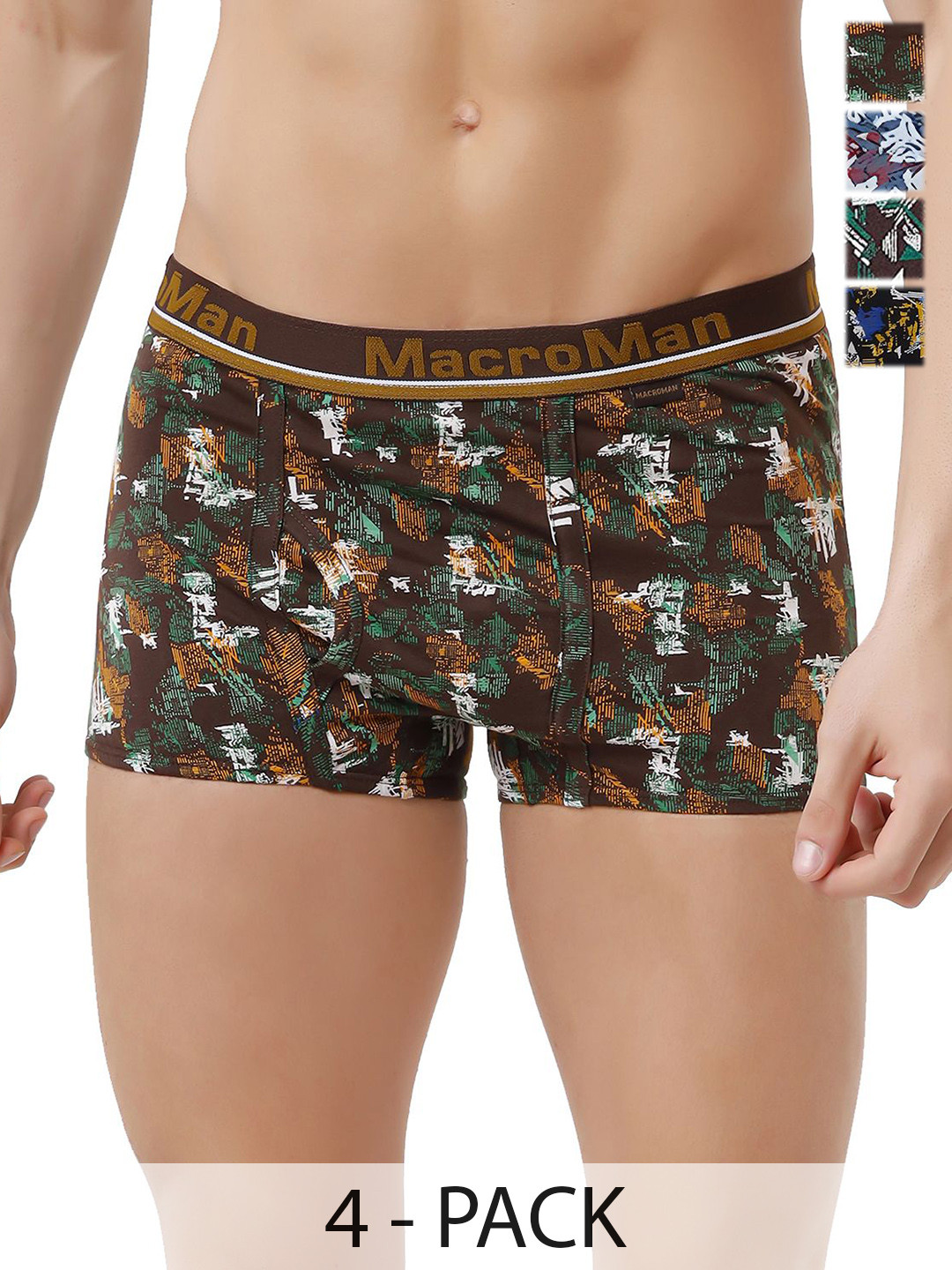 Macroman Pack Of 4 Printed Assorted Short Trunk