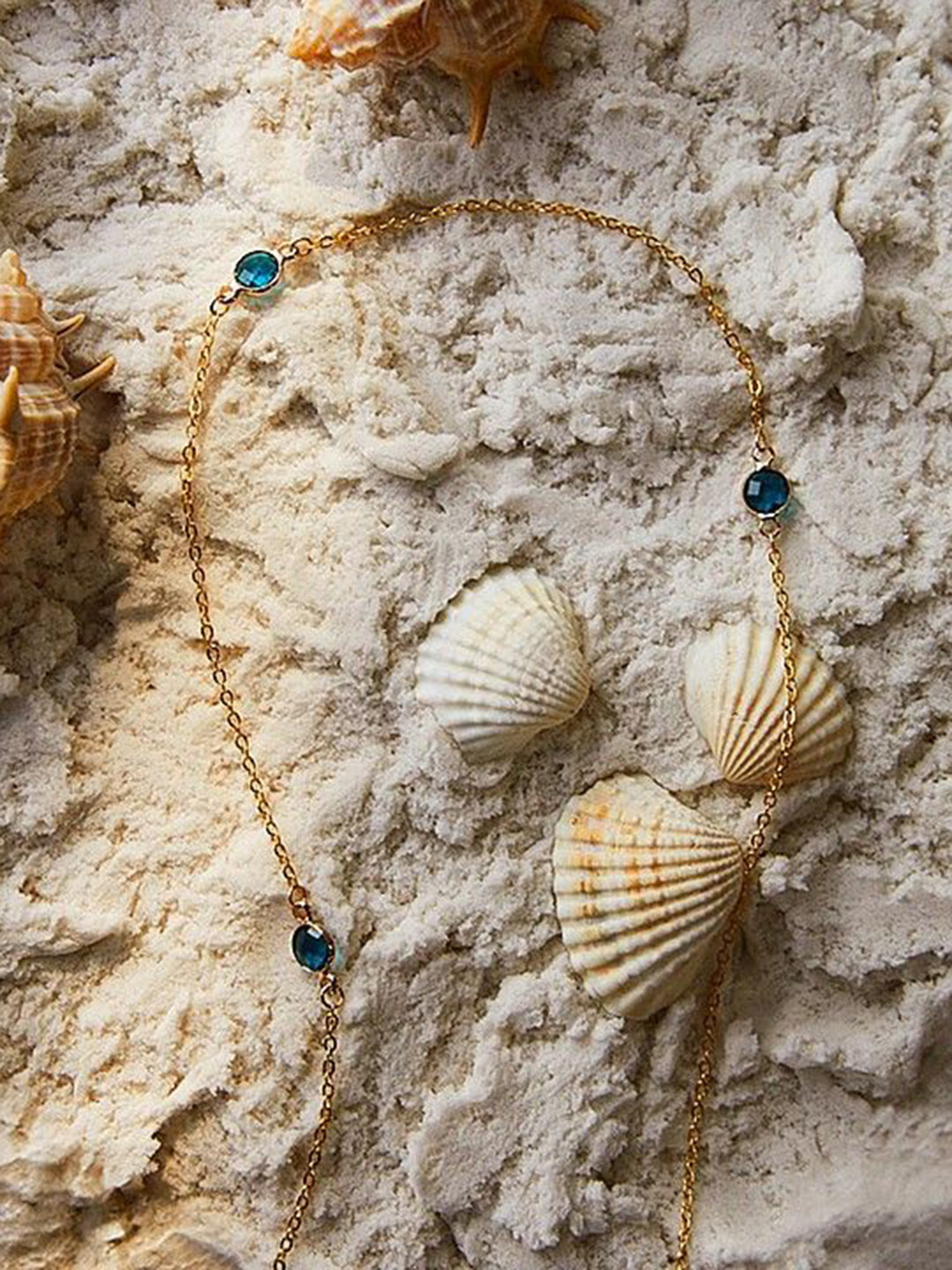 Fabme Gold-Plated Stones-Studded Waist Chain