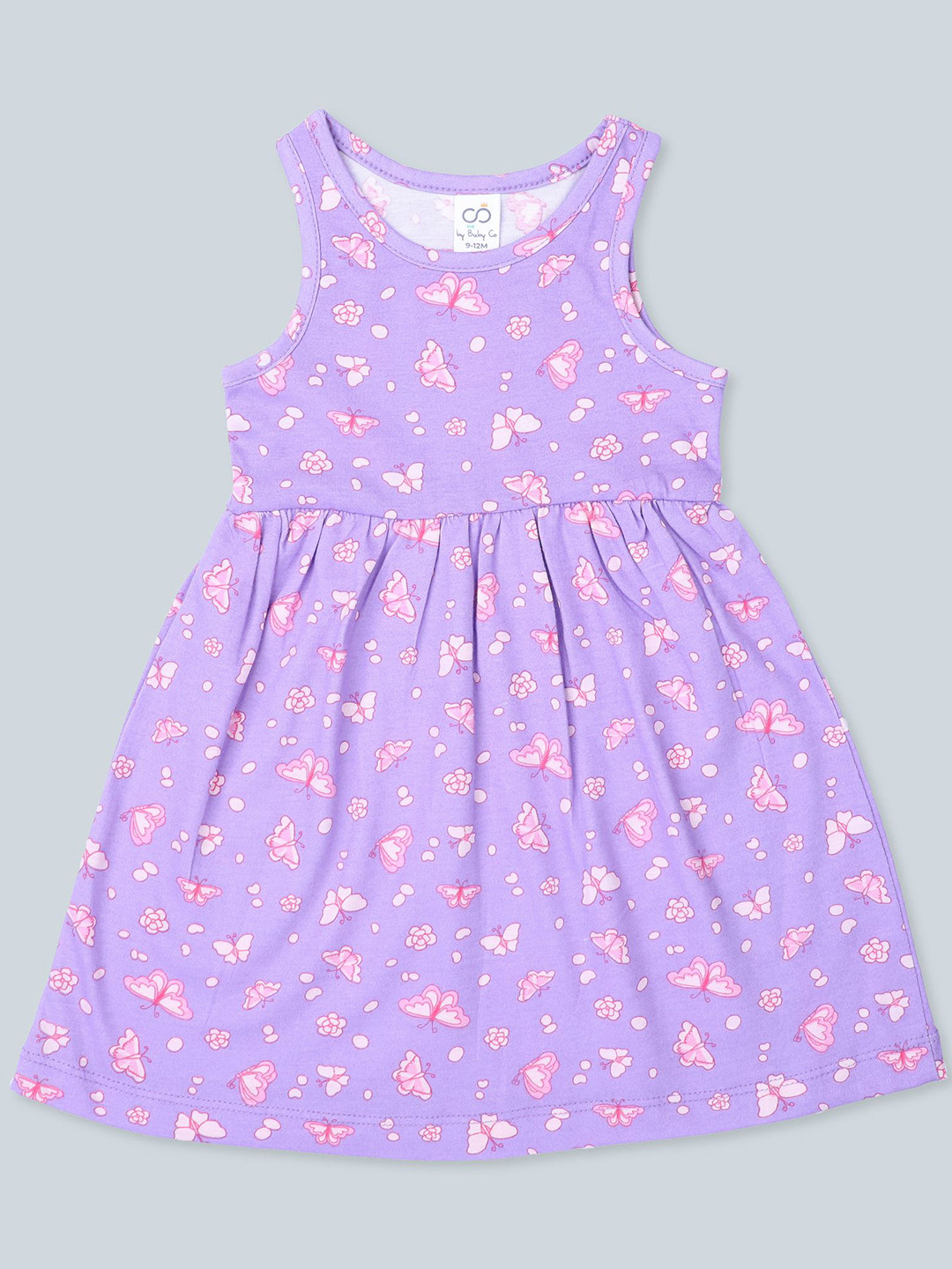 Baby Co Organics Flutterby Girls Conversational Print Cotton Fit and Flare Dress