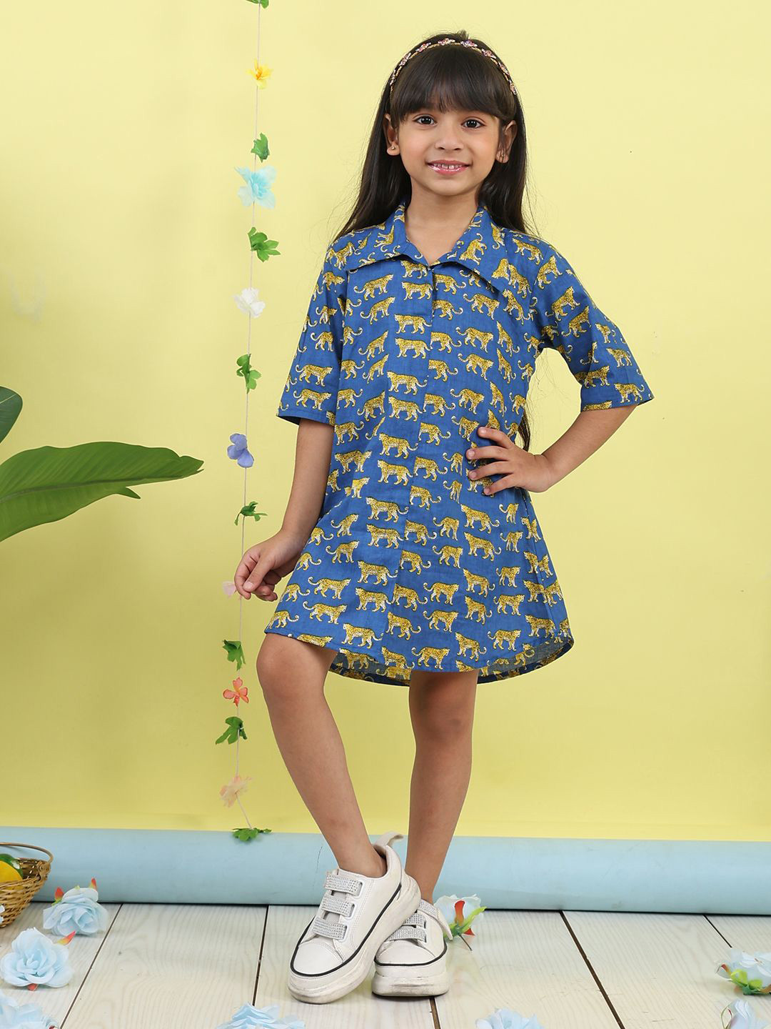 Here&Now X Kinder Girls Animal Print Shirt Dress