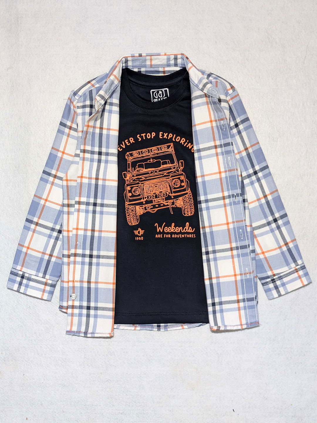 Gini and Jony Boys Comfort Fit Tartan Checked Spread Collar Cotton Casual Shirt