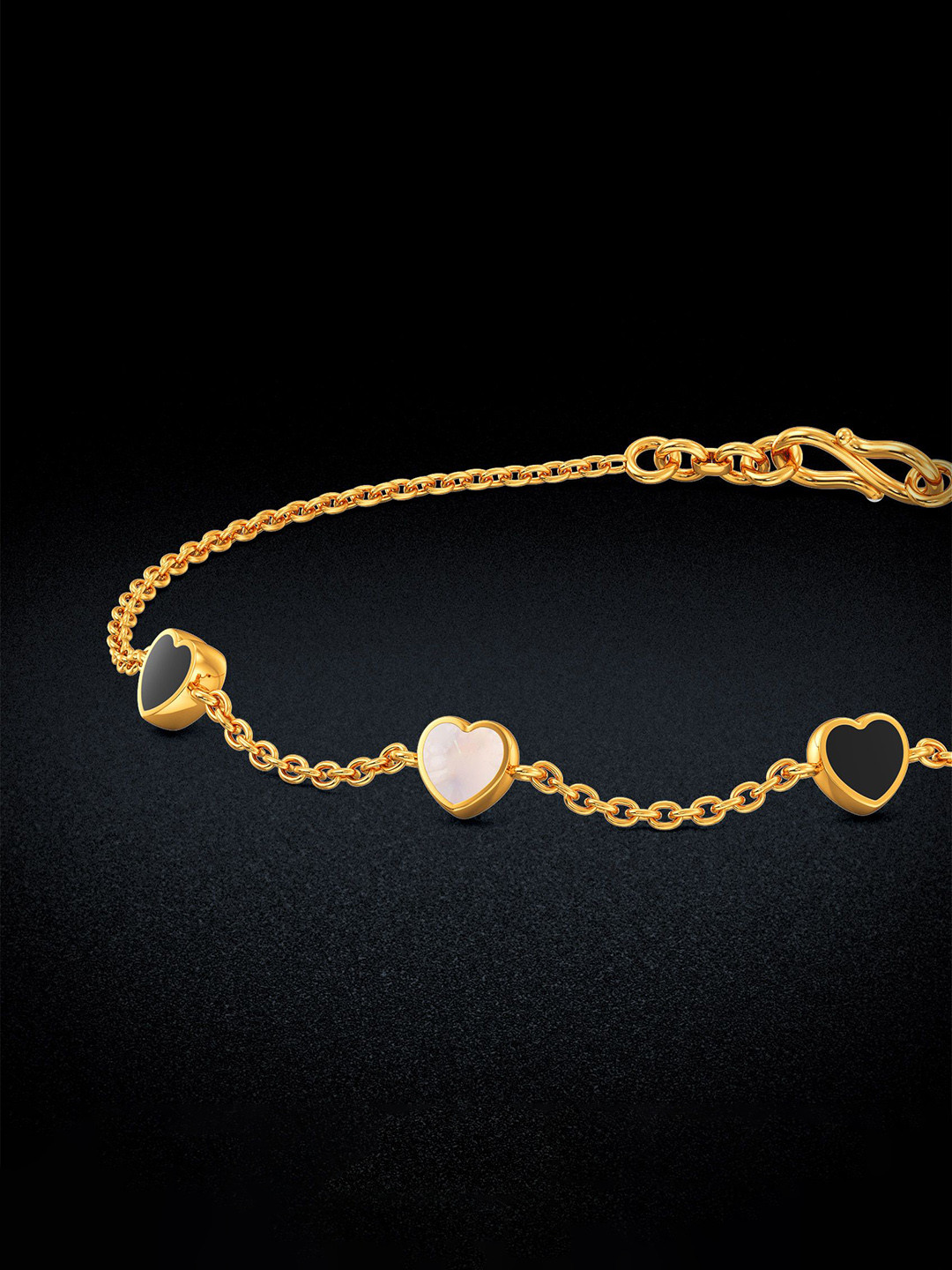 Joyalukkas Radiant Heart Trio Gold Bracelet