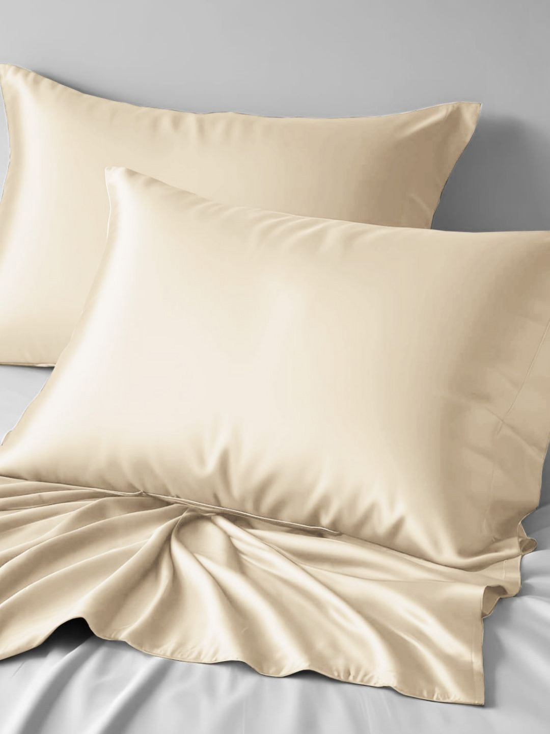 San Marino Gold-Toned 2 Pieces Solid Linen Rectangle Pillow Covers