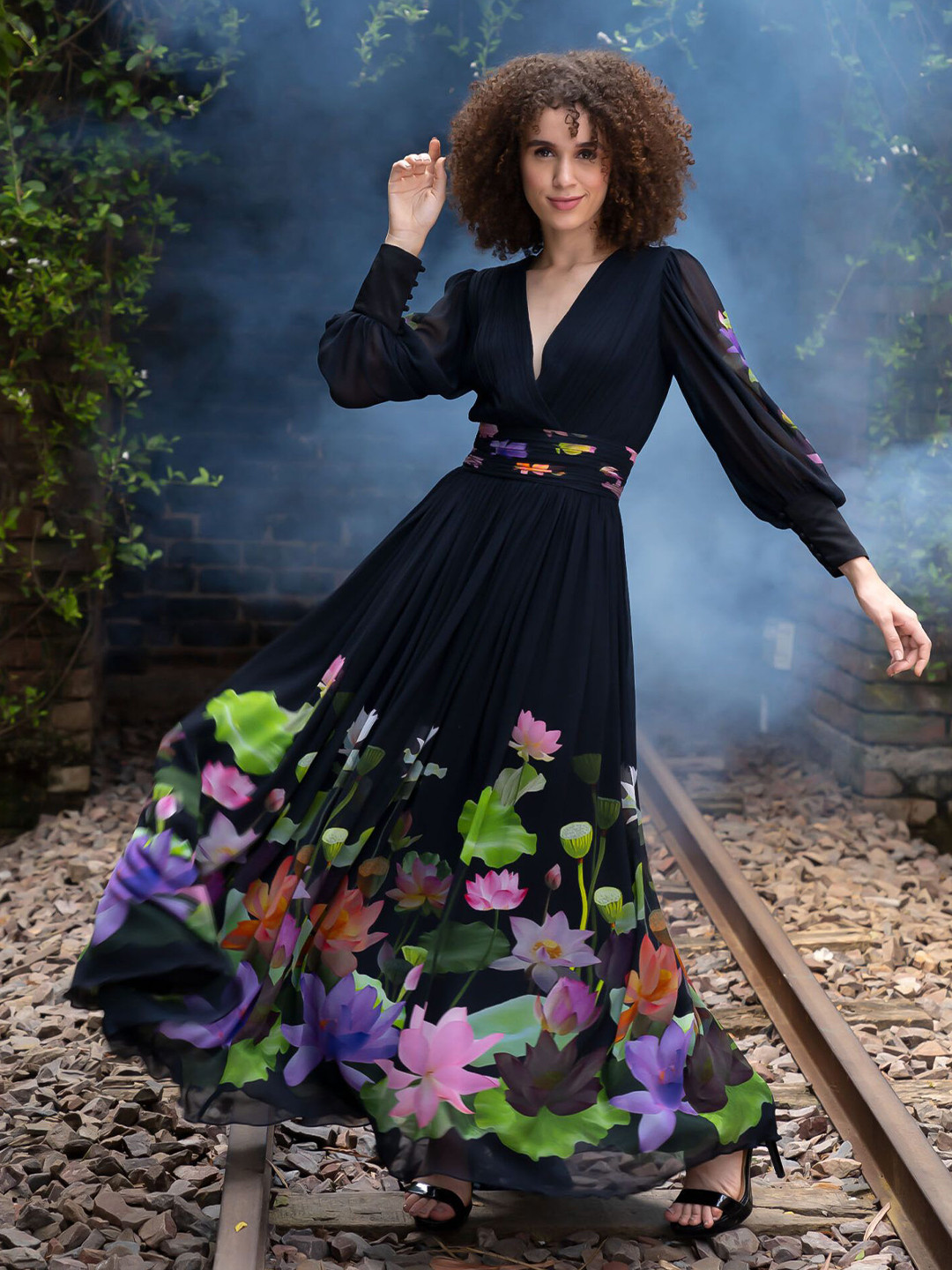 ROOH by SHIVANI Floral Printed Chiffon Maxi Dress