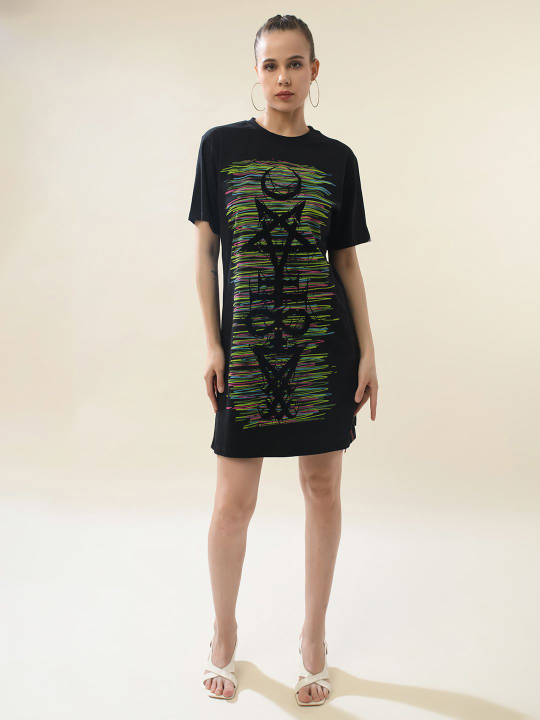 PUNK Women Gothic Cotton T-shirt Dress