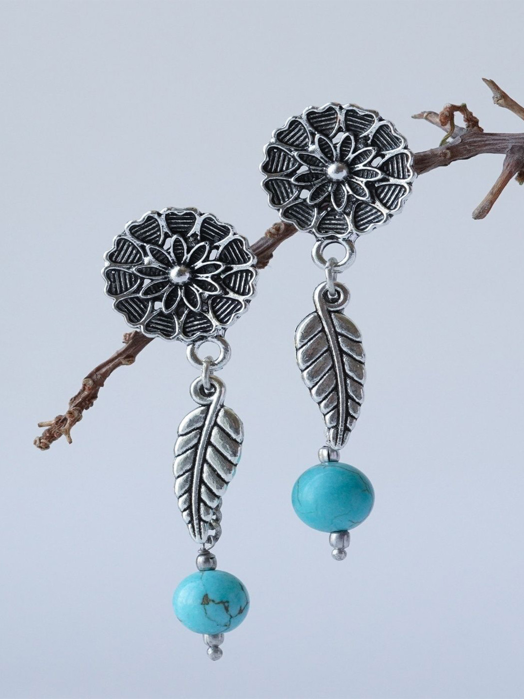 Shrim jewels Artificial Beads Beaded Oxidised Floral Drop Earrings