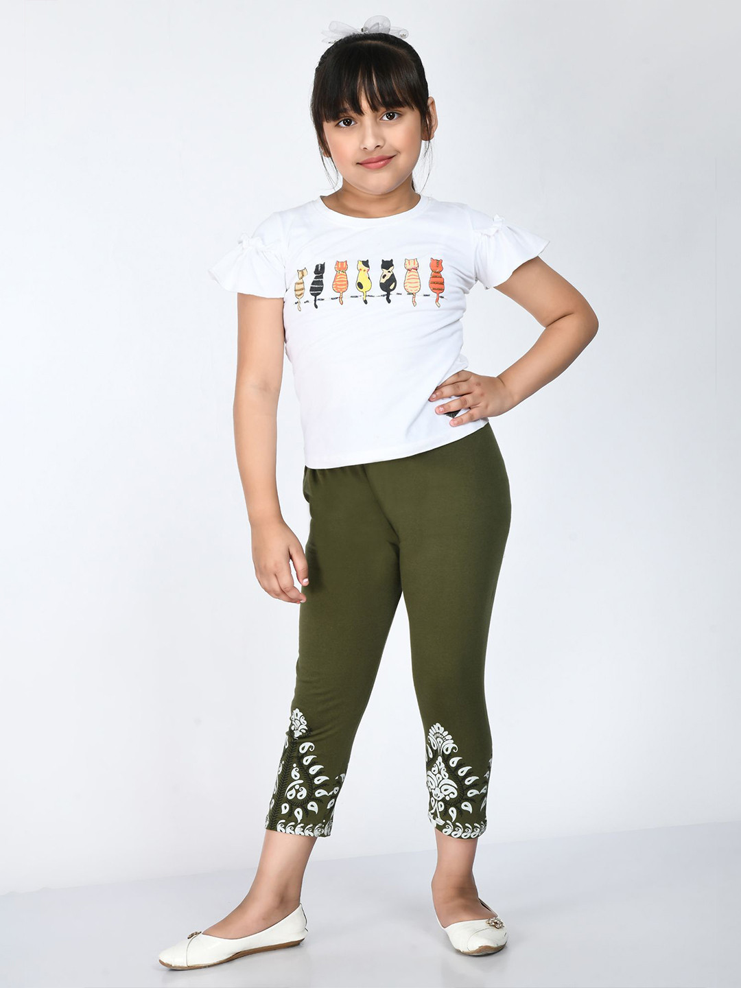 BAESD Girls Printed Slim Fit High-Rise Casual Capris
