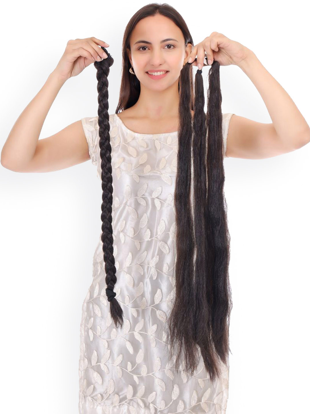 RITZKART Clip In Straight Braided Hair Extension- Brown- 27 Inch