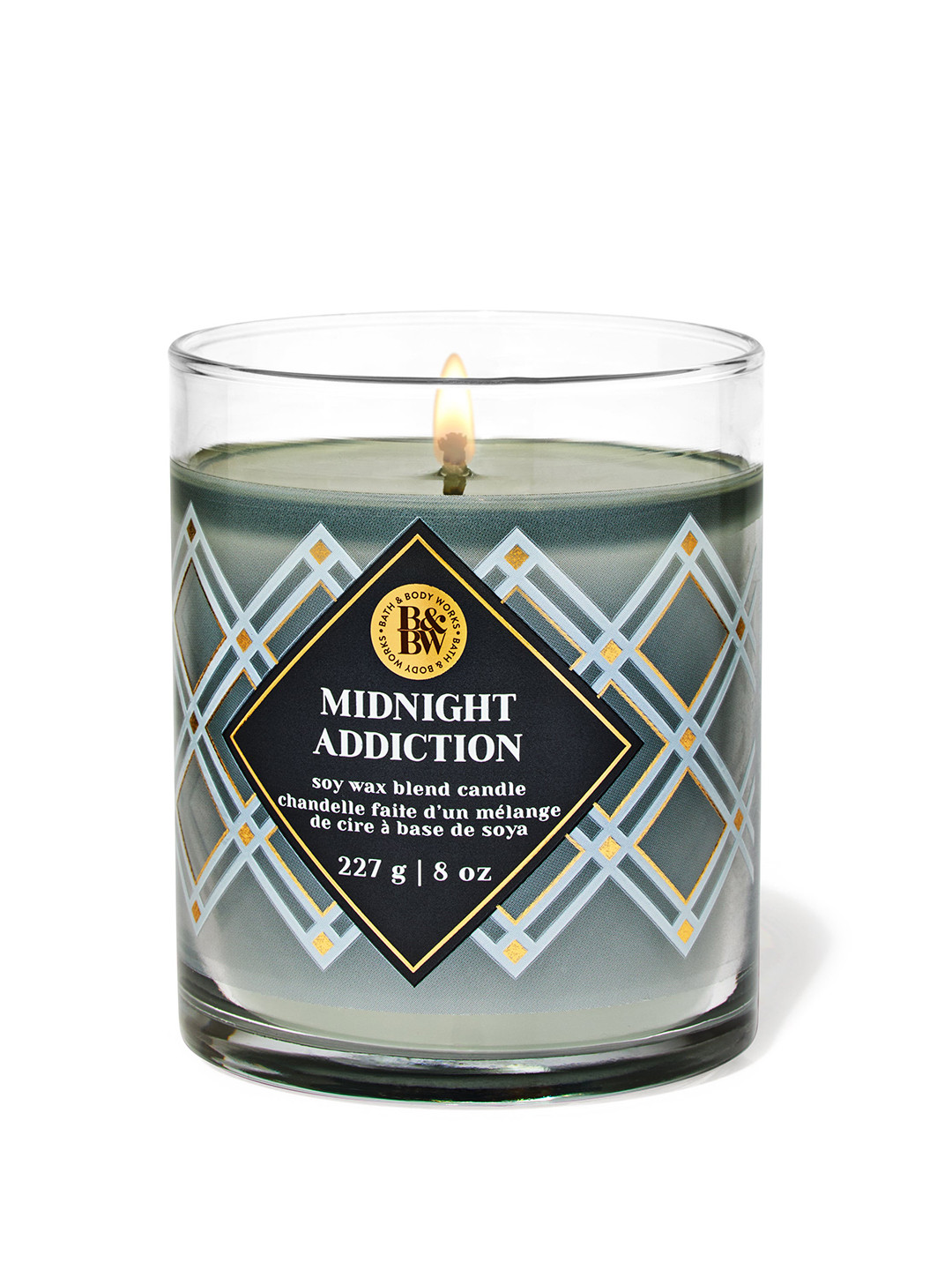 Bath & Body Works Midnight Addiction Scented 1 Wick Striped Geometric Regular Jar Candles