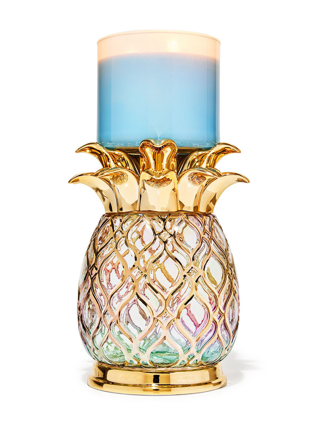 Bath & Body Works Gold Glass Pineapple 3-Wick Candle Holder
