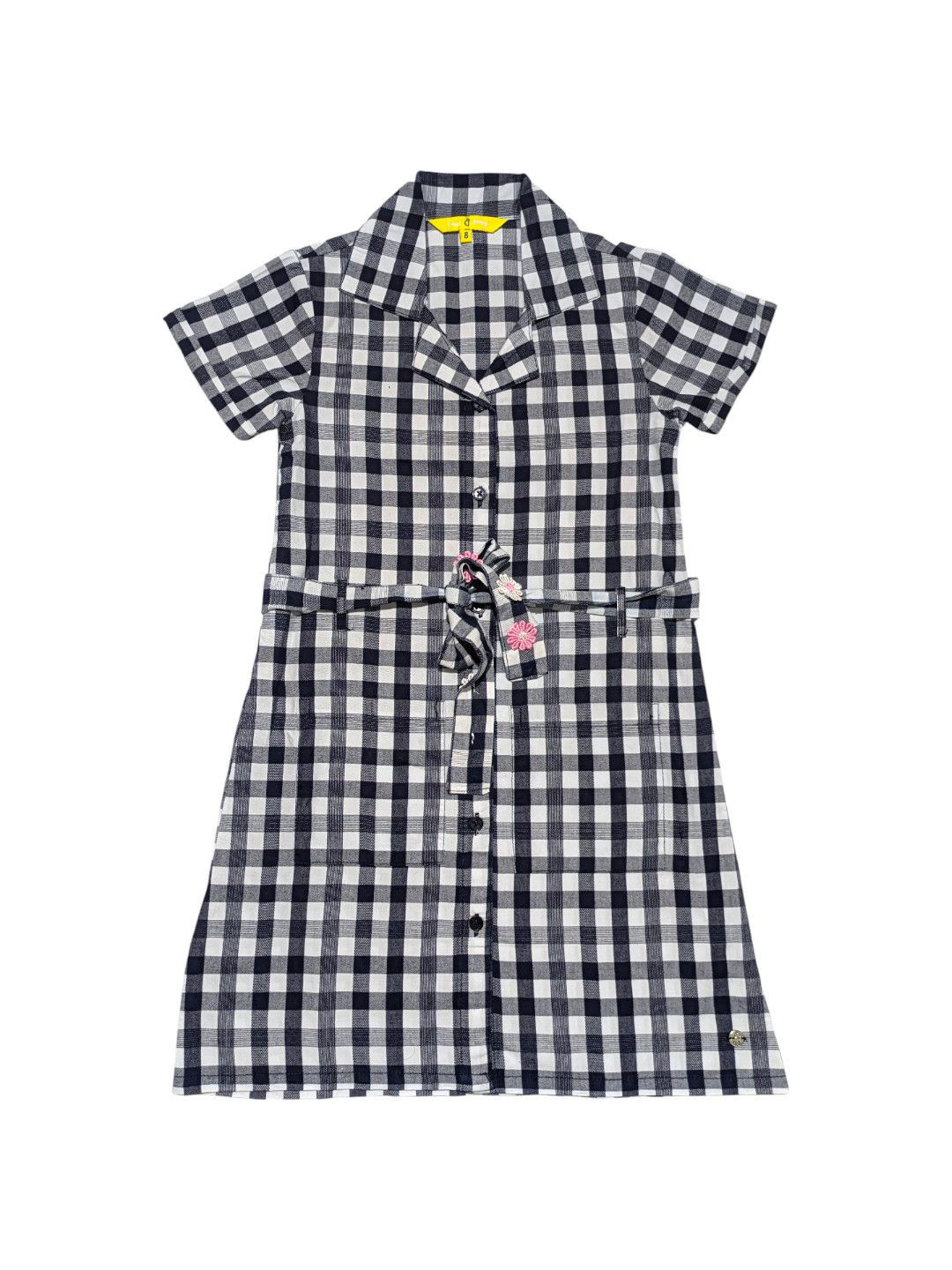 Gini and Jony Girls Checked Shirt Coller Cotton Shirt Dress