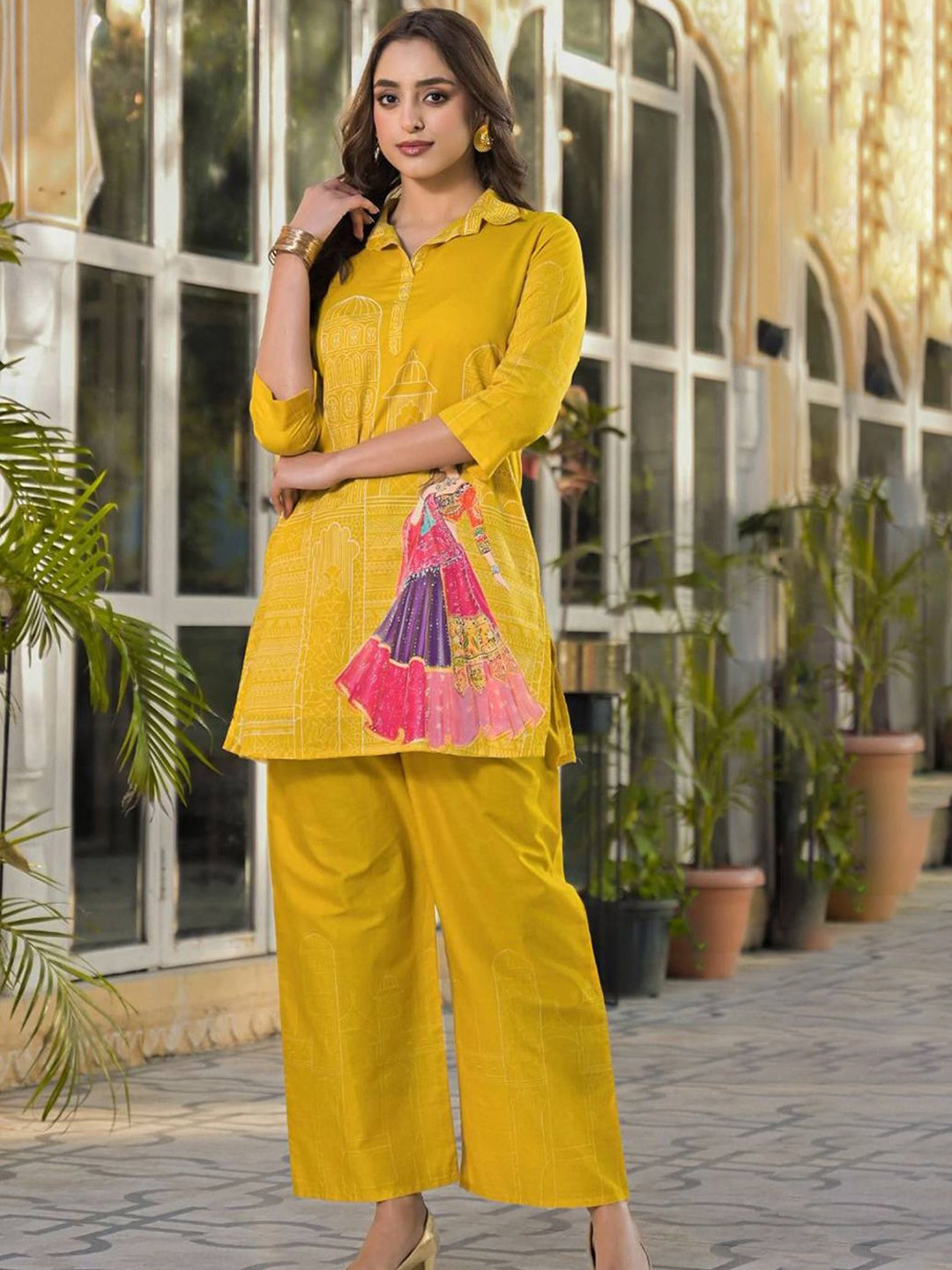 Aaysa Kurti Printed Pure Silk Tunic With Trouser Co-Ords