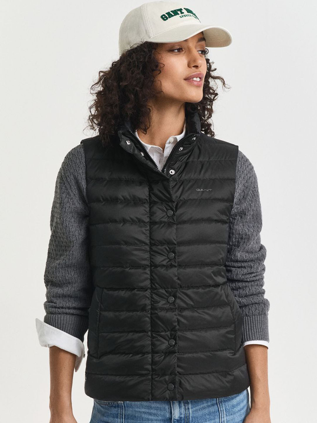GANT Stand Collar Sleeveless Woven Puffer Jacket