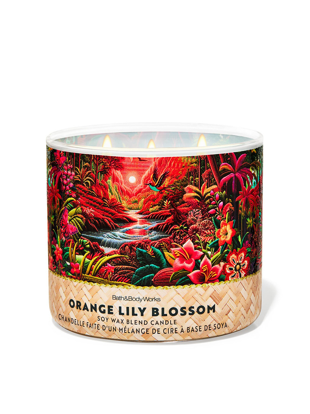 Bath & Body Works Orange Lily Blossom Scented 3 Wick Floral Geometric Regular Jar Candles