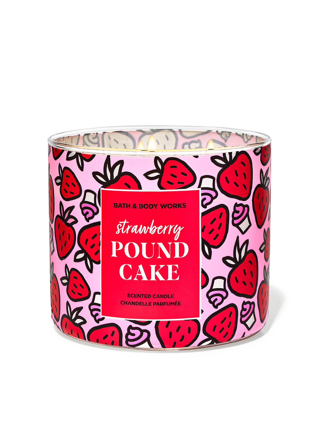 Bath & Body Works 3-Wick Candle Strawberry Pound Cake Cartoon Characters Jar Candles