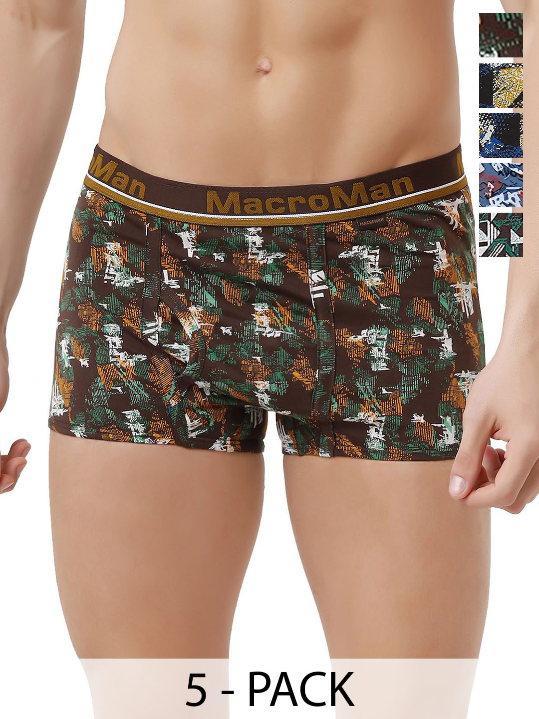 Macroman Pack Of 5 Assorted Short Trunks