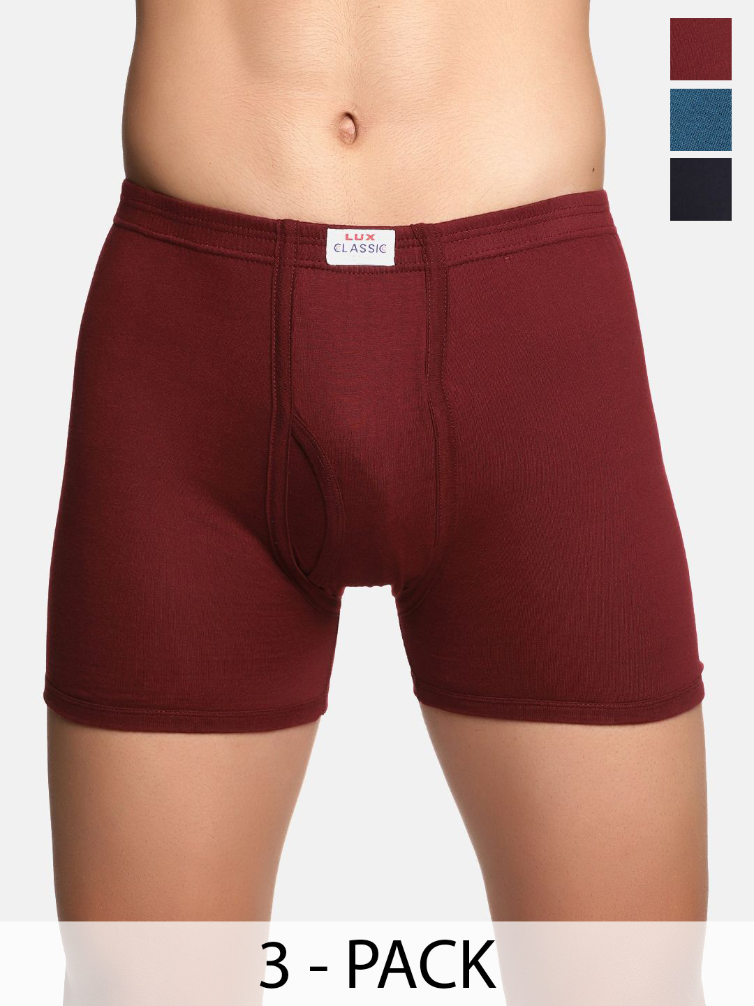 Lux Classic Pack Of 3 Assorted Combed Cotton Trunks Lux-Classic-H-Drawer-IE-3