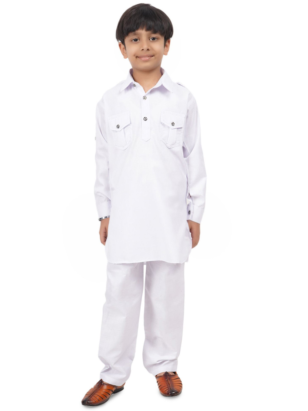 VALUE CREATION Boys Shirt Collar Pathani Kurta With Trousers