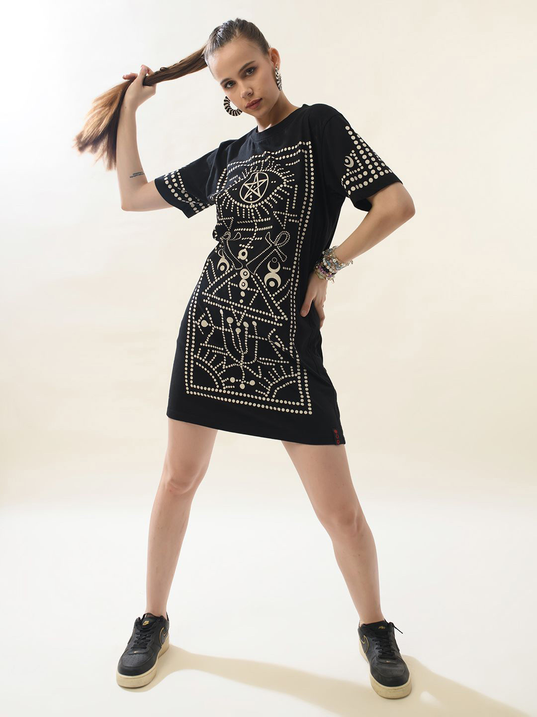 PUNK Geometric Printed T-shirt Dress