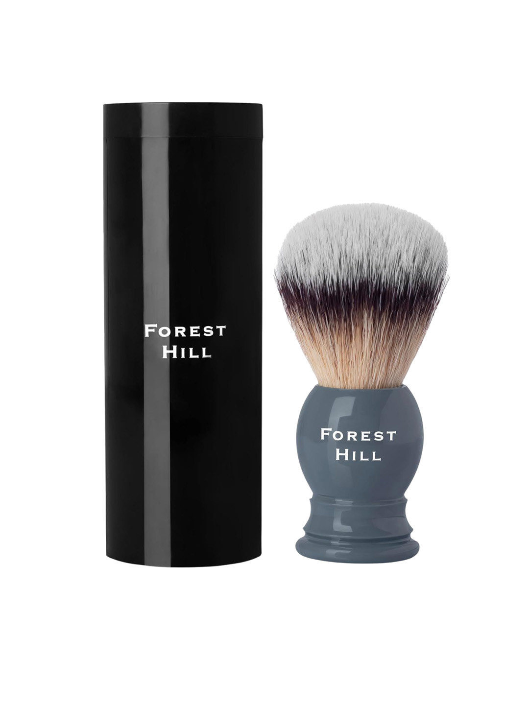 FOREST HILL Super Soft Bristles Ashford Shaving Brush With Black Brush Holder - Grey