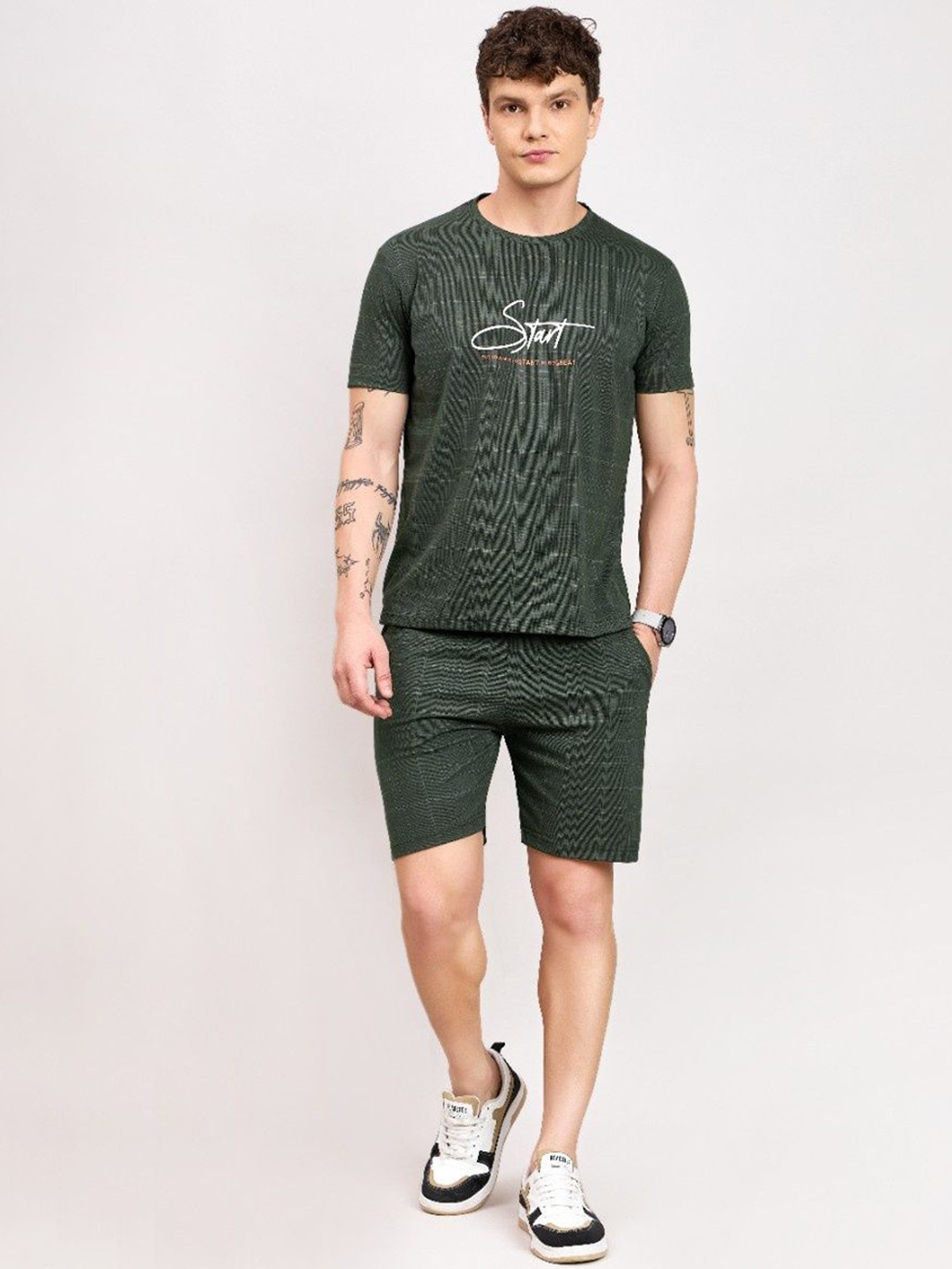 ARRAY Checked Pure Cotton T-Shirt & Shorts Co-Ords