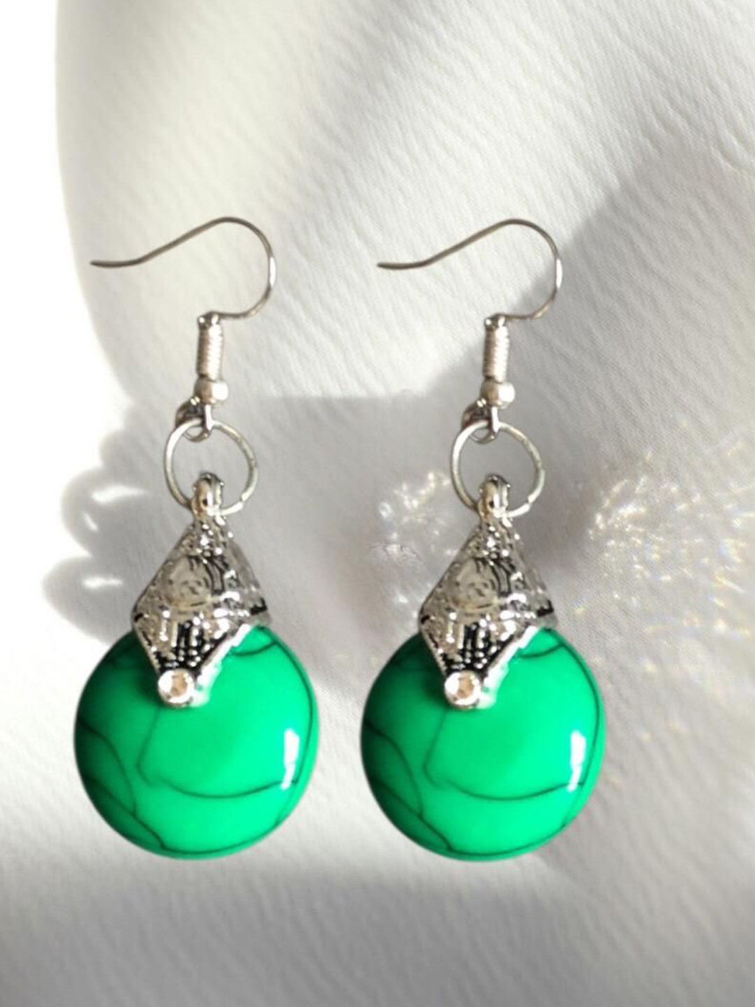 INSTOOK Artificial Stones Studded Circular Drop Earrings